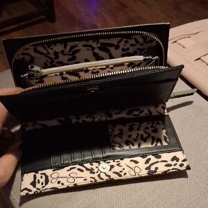 Jessica Simpson Black and Cream Animal Print Wallet